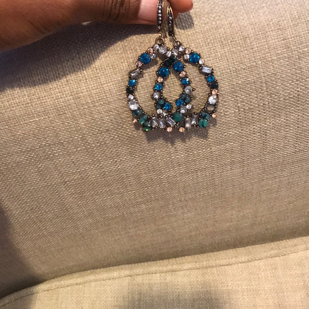 Blue crystal Oval chandelier earrings